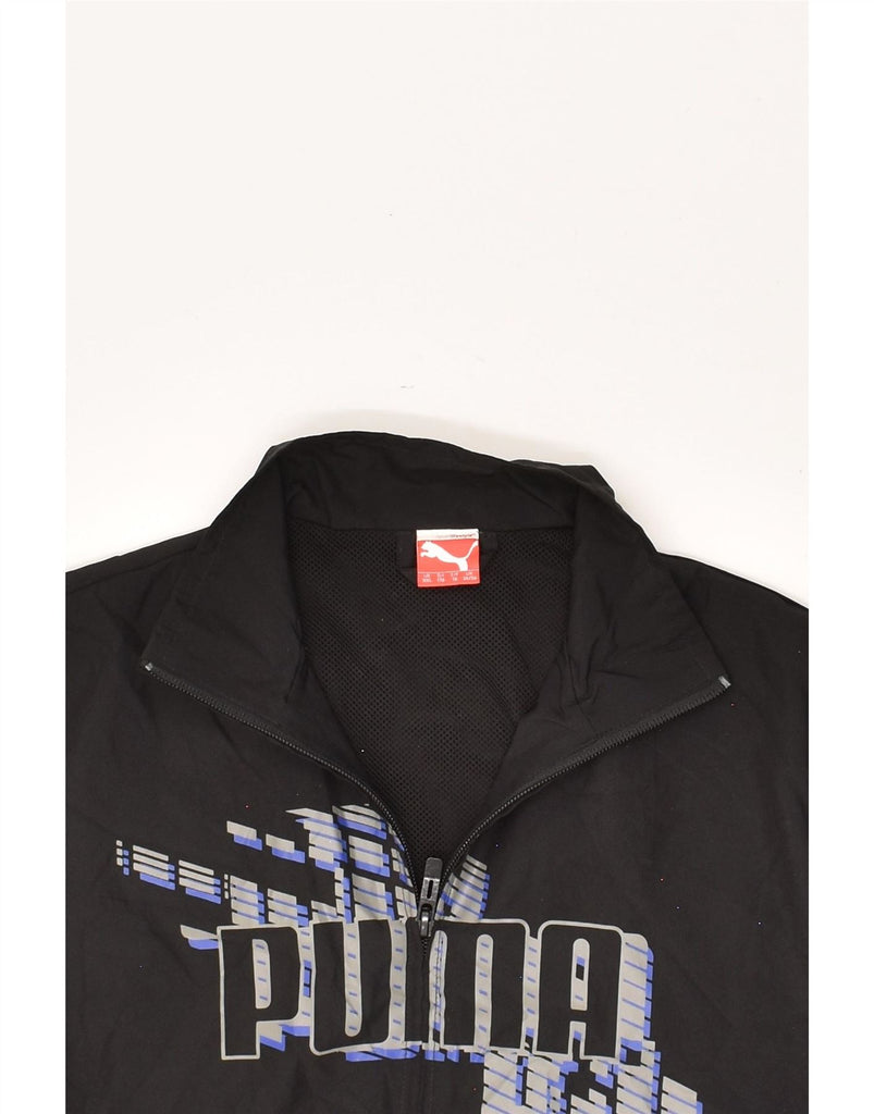 PUMA Boys Graphic Tracksuit Top Jacket 15-16 Years Black Colourblock Nylon Vintage Puma and Second-Hand Puma from Messina Hembry 