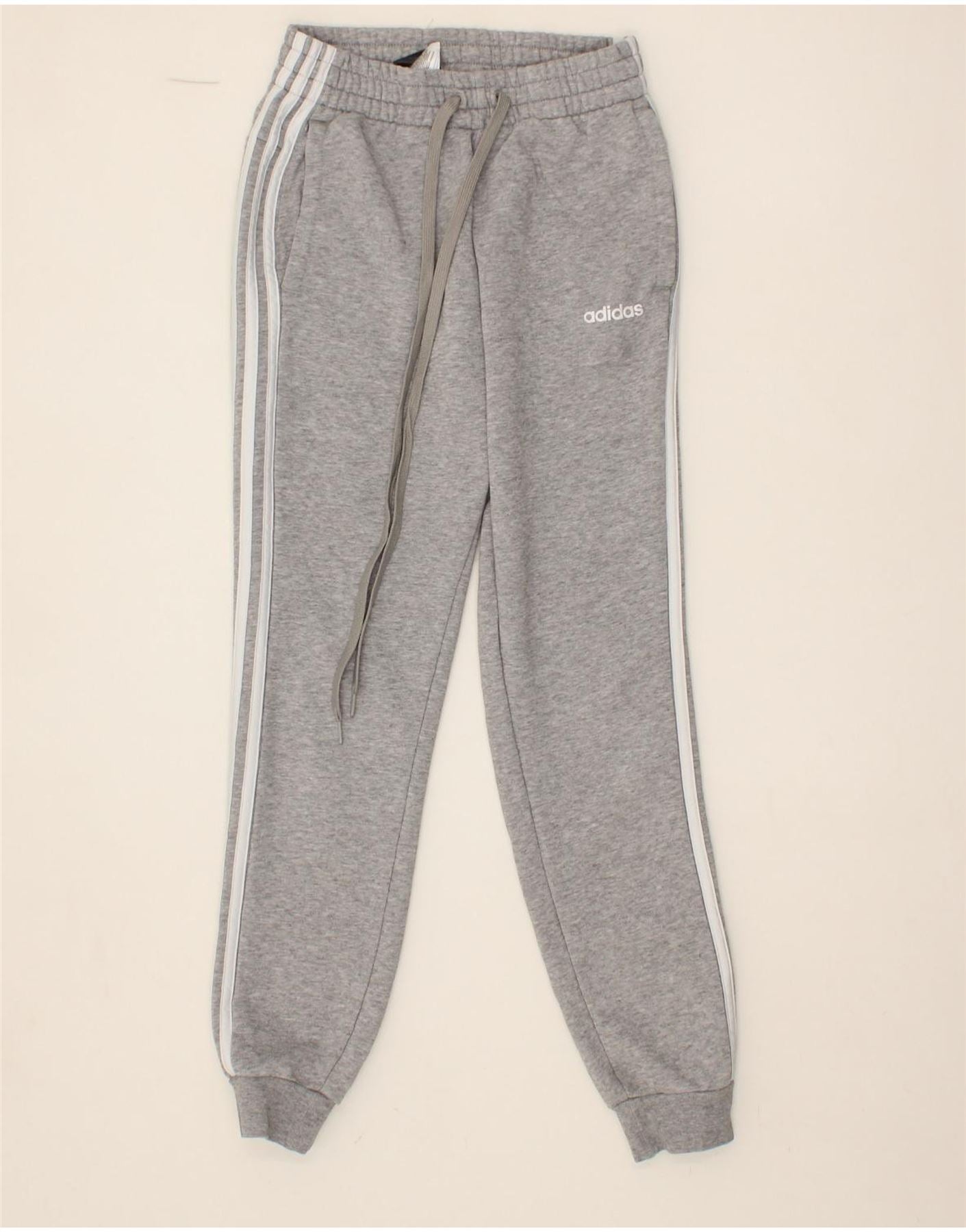 ADIDAS Womens Tracksuit Trousers Joggers UK 4/6 XS Grey Cotton