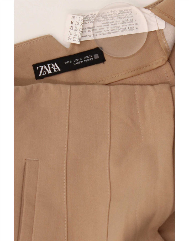 Zara Womens Tapered Chino Trousers Small W26 L26 Brown Polyester