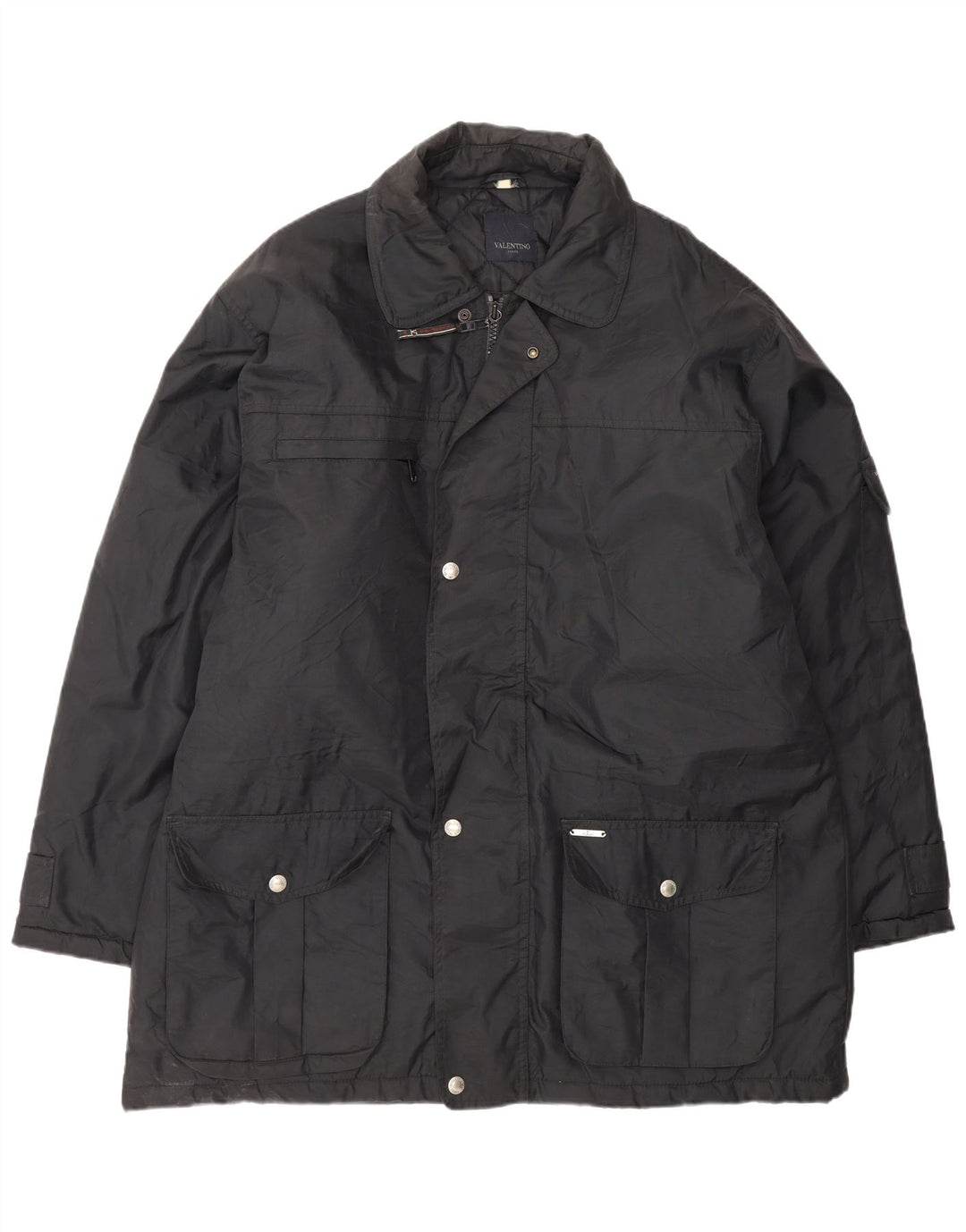 Valentino Mens Windbreaker Coat IT 54 2XL Black Polyamide