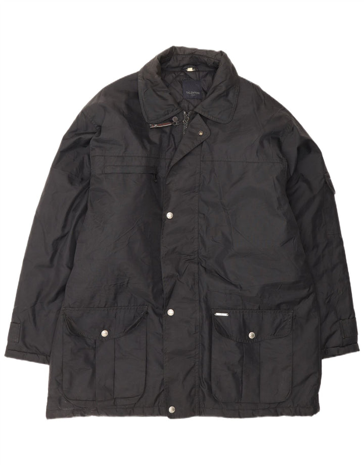 Valentino Mens Windbreaker Coat IT 54 2XL Black Polyamide