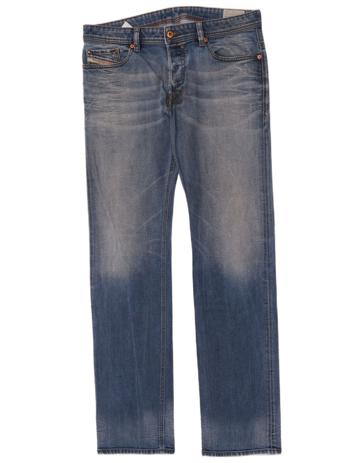 Diesel Mens Straight Jeans W33 L34 Blue Cotton