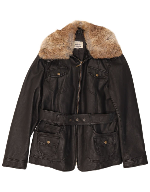 Conbipel Womens Leather Jacket IT 46 Large Black Leather