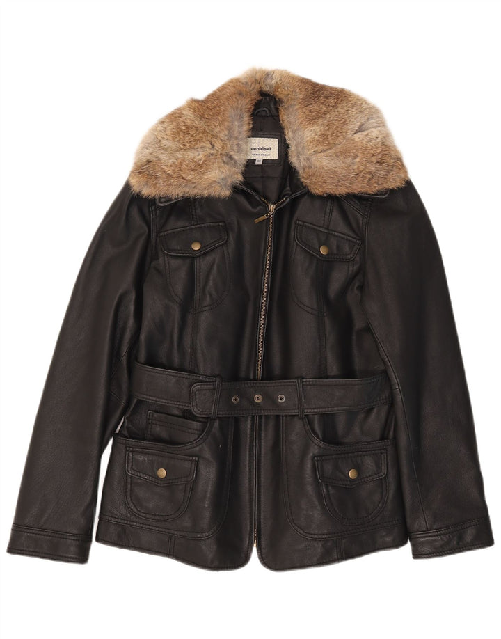 Conbipel Womens Leather Jacket IT 46 Large Black Leather