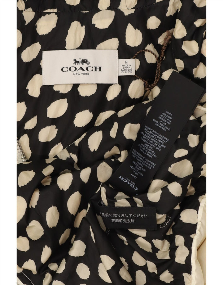 COACH Womens Hooded Padded Jacket UK 14 Medium Off White Polyester