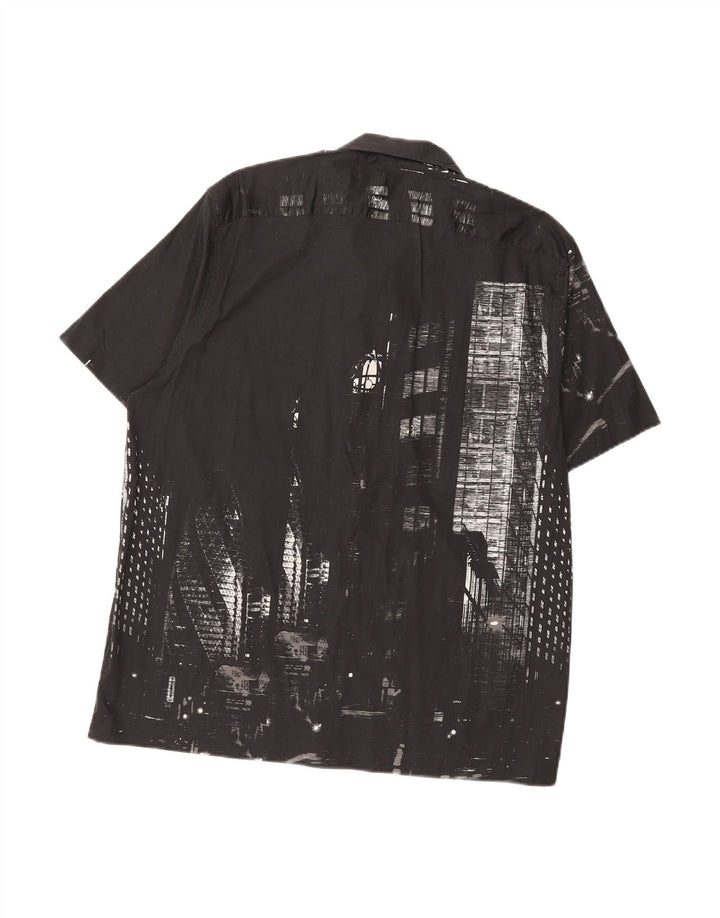 TED BAKER Mens Graphic Short Sleeve Shirt Size 4 Large Black Cotton