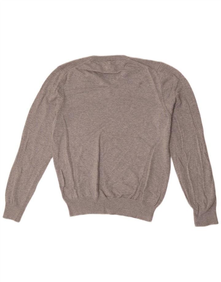 Marks & Spencer Mens V-Neck Jumper Sweater Medium Grey Flecked Cotton