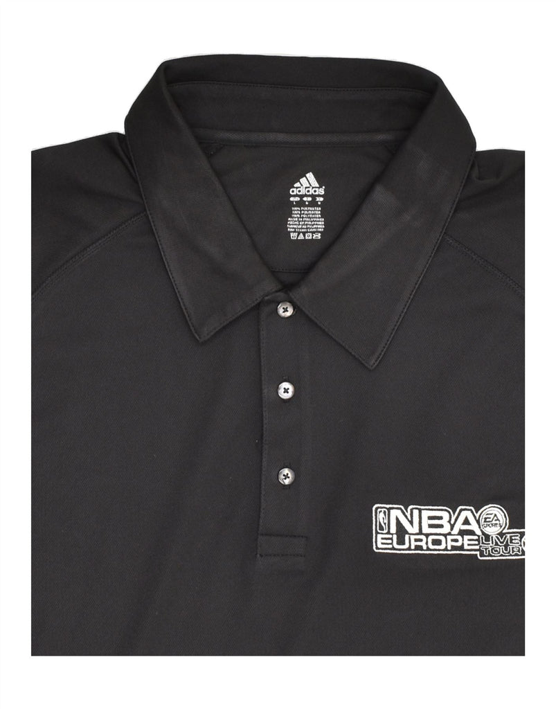 ADIDAS Mens NBA Polo Shirt Large Black Polyester | Vintage Adidas | Thrift | Second-Hand Adidas | Used Clothing | Messina Hembry 