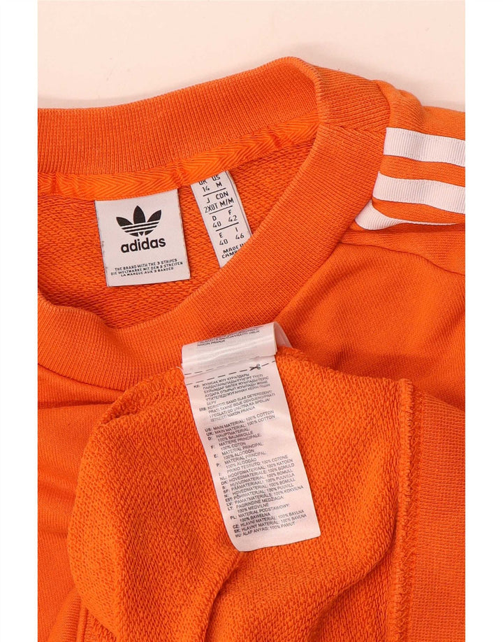 Adidas Womens Sweatshirt Jumper UK 14 Medium Orange Cotton