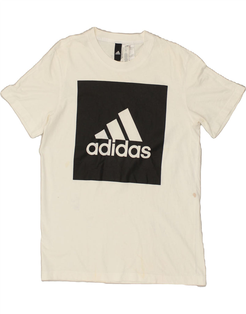 ADIDAS Mens Graphic T-Shirt Top Medium Off White Cotton | Vintage Adidas | Thrift | Second-Hand Adidas | Used Clothing | Messina Hembry 