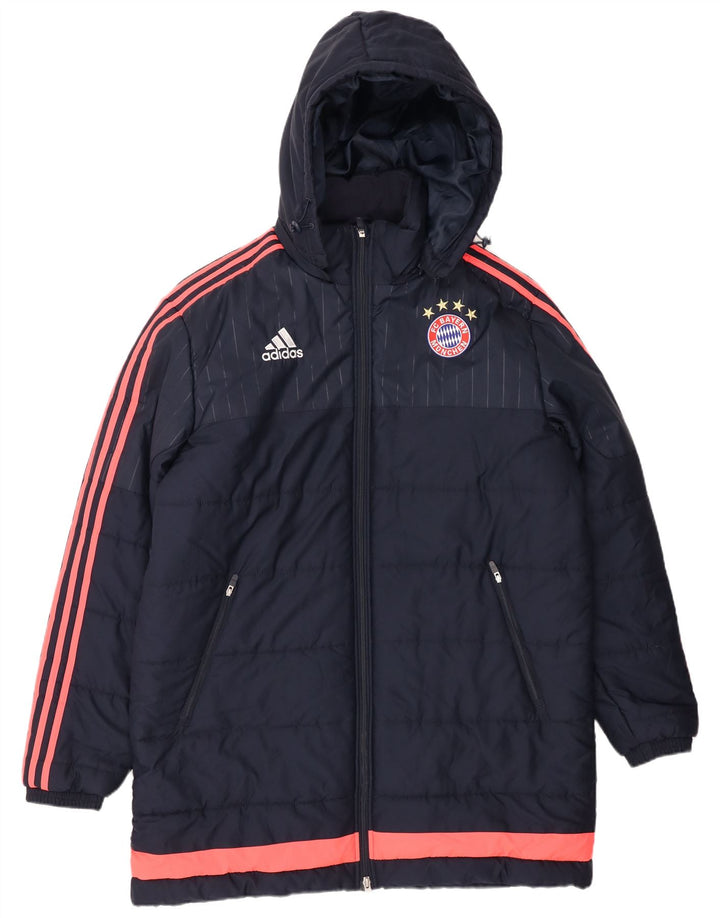 Adidas Mens FC Bayern Munchen Padded Coat UK 40 Large Navy Blue Polyester