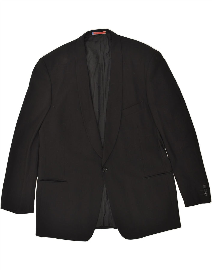 UNGARO Mens 1 Button Blazer Jacket IT 56 3XL Black Virgin Wool | Vintage Ungaro | Thrift | Second-Hand Ungaro | Used Clothing | Messina Hembry 
