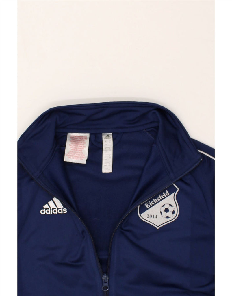 ADIDAS Boys Graphic Tracksuit Top Jacket 11-12 Years Navy Blue Polyester | Vintage Adidas | Thrift | Second-Hand Adidas | Used Clothing | Messina Hembry 