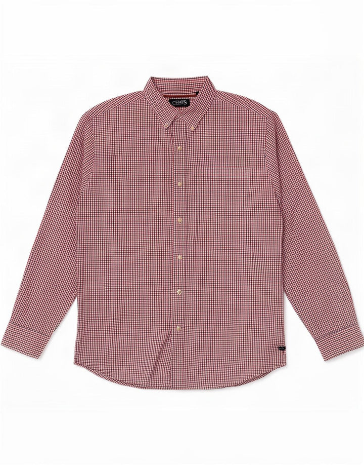 Chaps Mens Shirt Large Red Check Cotton