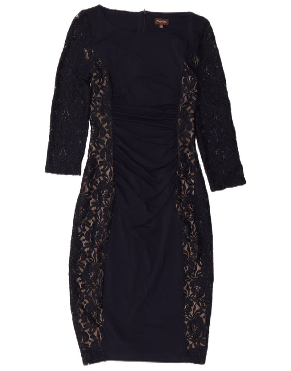 Phase Eight Womens 3/4 Sleeve Bodycon Dress UK 10 Small Navy Blue Floral