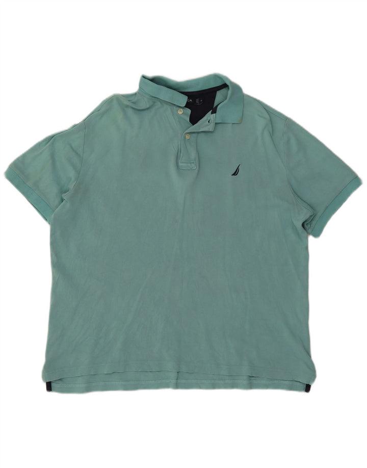 NAUTICA Mens Loose Fit Polo Shirt Medium Turquoise Cotton
