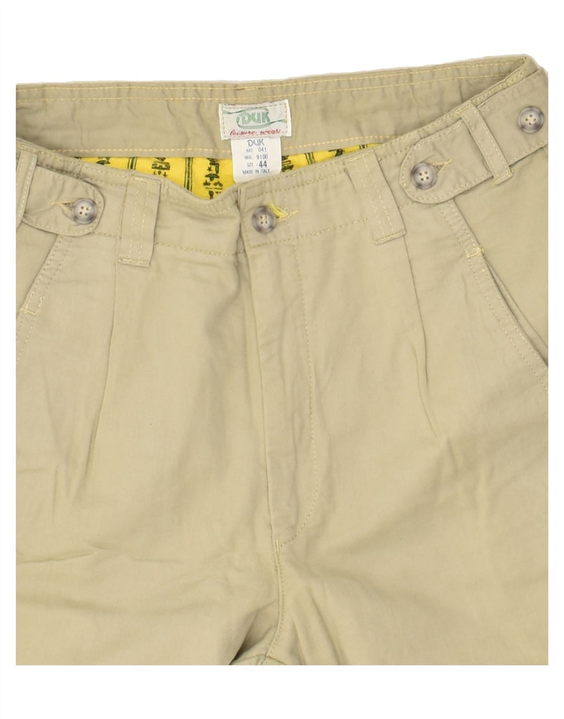 DUK Mens Tapered Trousers IT 44 XS W26 L26 Beige Cotton | Vintage DUK | Thrift | Second-Hand DUK | Used Clothing | Messina Hembry 