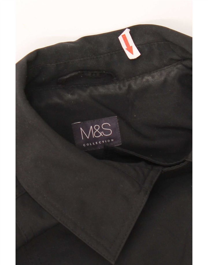 Marks & Spencer Womens Trench Coat UK 16 Large Black Polyester
