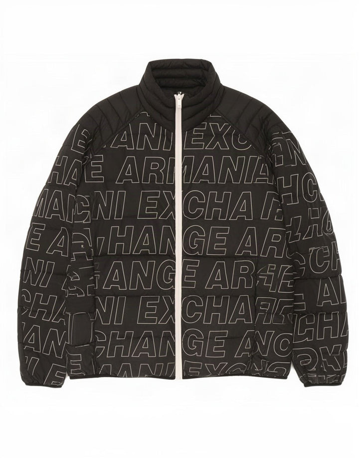 Armani Exchange Mens Graphic Padded Jacket UK 40 Large Black