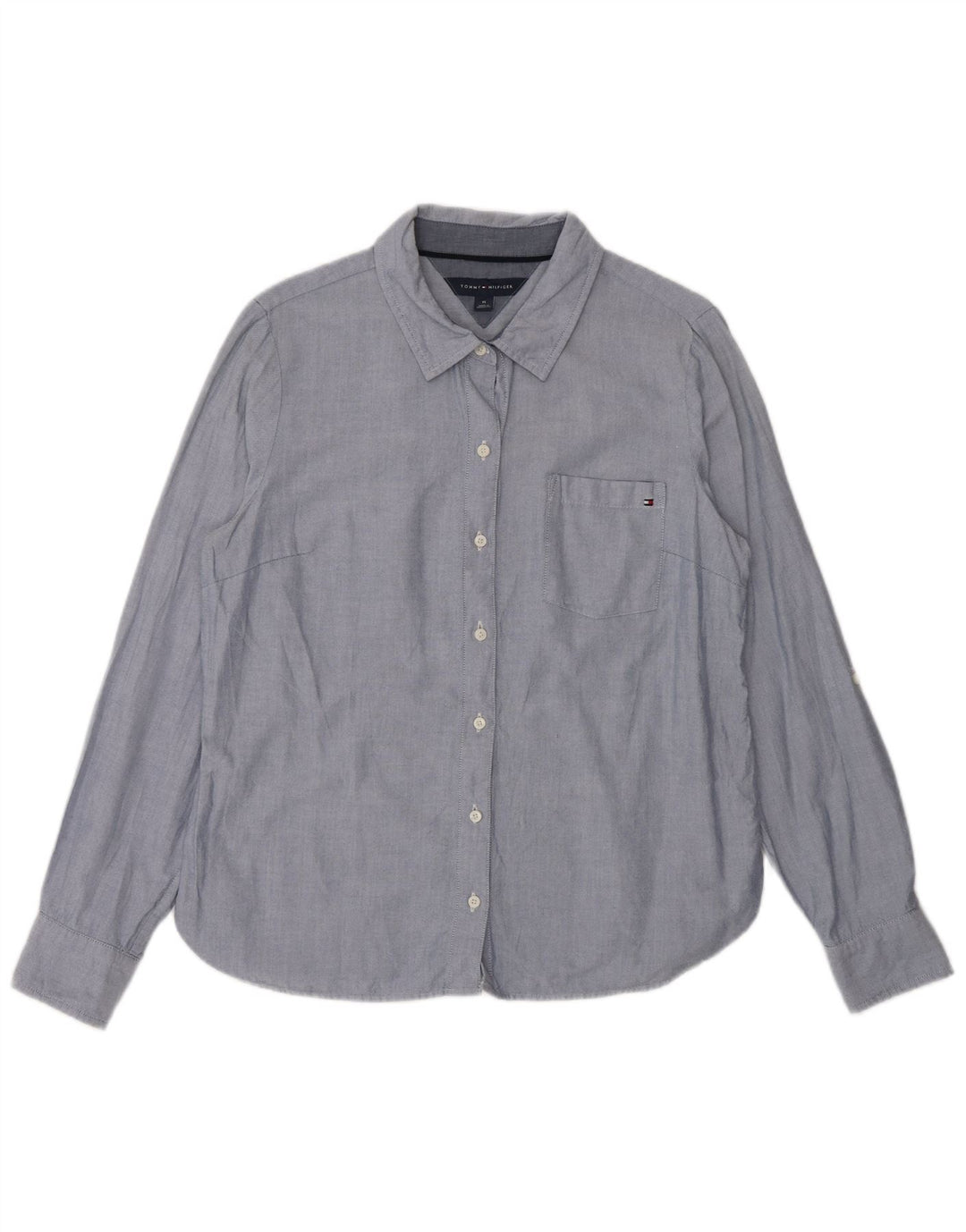 TOMMY HILFIGER Womens Shirt UK 14 Medium Blue Cotton