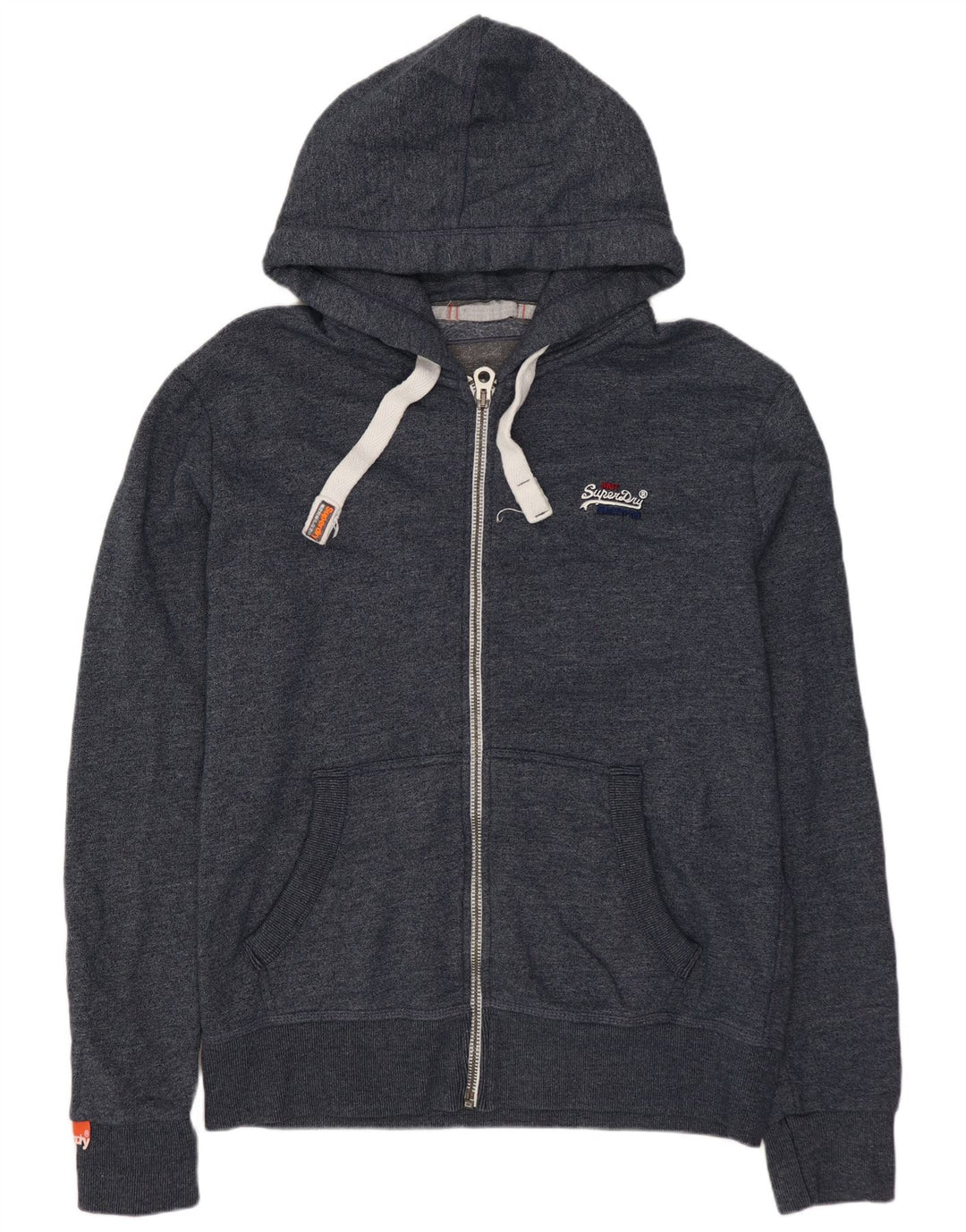 SUPERDRY Mens Zip Hoodie Sweater XL Navy Blue Cotton