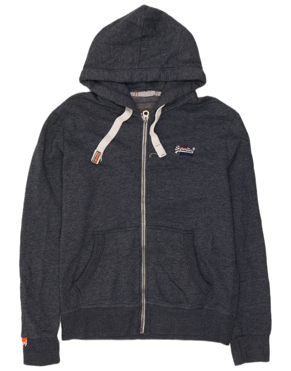 SUPERDRY Mens Zip Hoodie Sweater XL Navy Blue Cotton