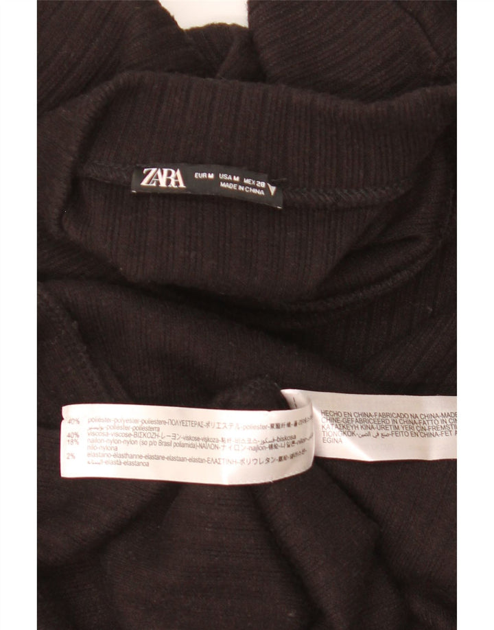 Zara Womens Long Sleeve Jumper Dress UK 12 Medium Black Polyester