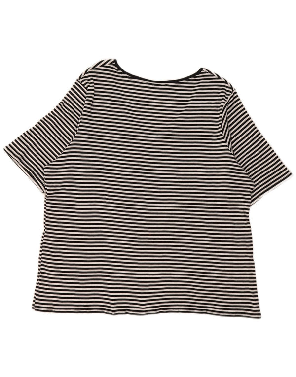 Marks & Spencer Womens T-Shirt Top UK 22 3XL Black Pinstripe Cotton