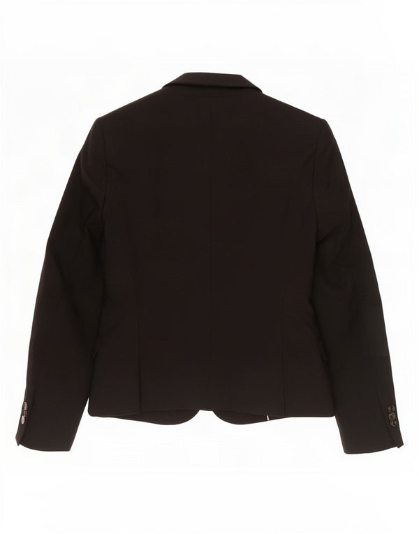 Zara Womens 1 Button Blazer Jacket UK 12 Medium Black Polyester