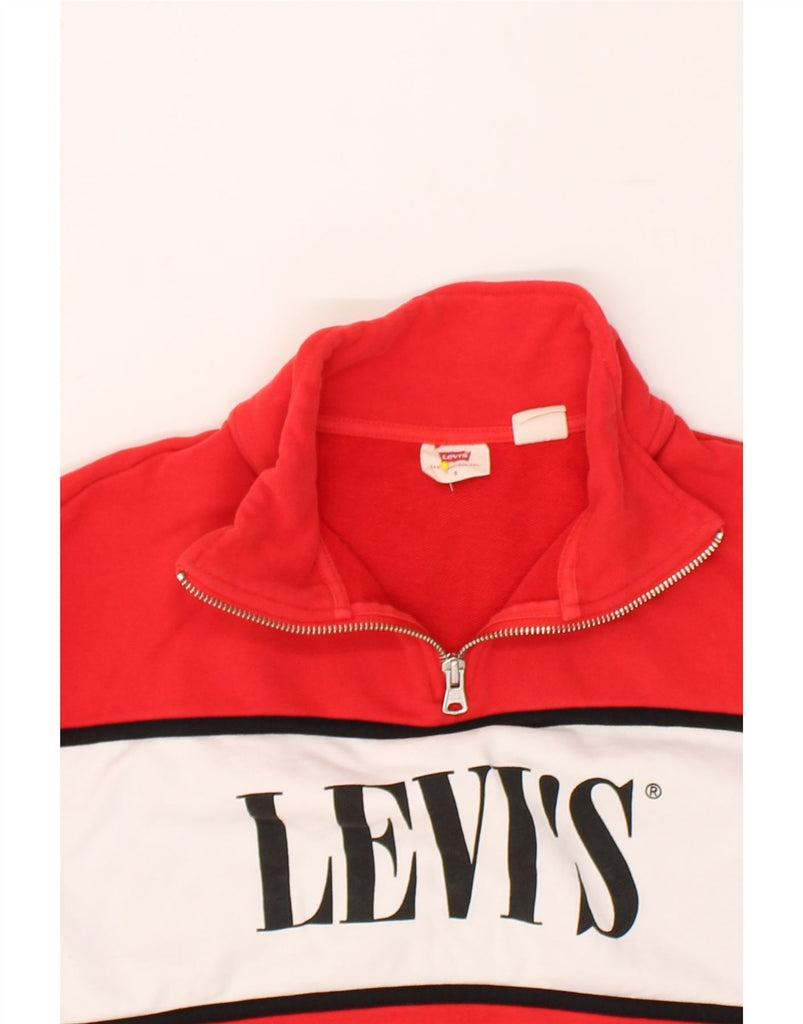 LEVI'S Boys Graphic Zip Neck Sweatshirt Jumper 13-14 Years Small Red | Vintage Levi's | Thrift | Second-Hand Levi's | Used Clothing | Messina Hembry 