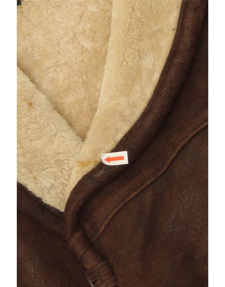 WESTBURY Mens Shearling Jacket IT 56 3XL Brown Leather