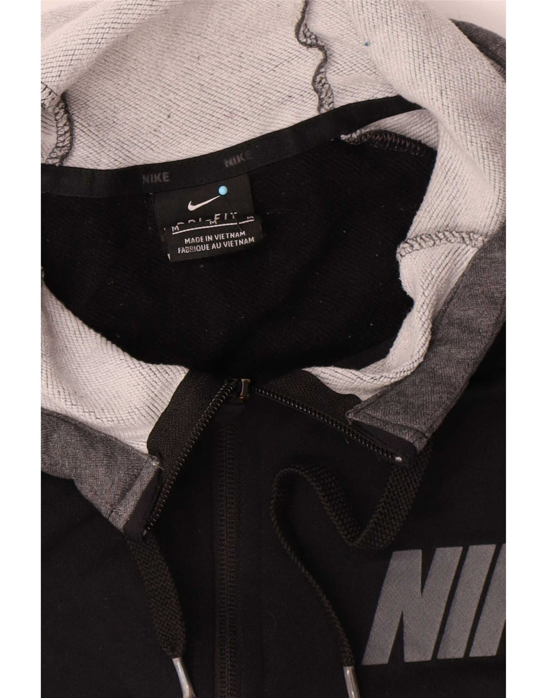 Nike Mens Dri Fit Graphic Zip Hoodie Sweater Medium Black Colourblock