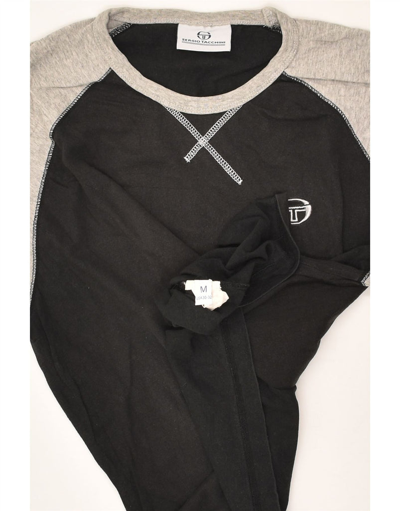 SERGIO TACCHINI Mens T-Shirt Top Medium Black Colourblock Cotton | Vintage Sergio Tacchini | Thrift | Second-Hand Sergio Tacchini | Used Clothing | Messina Hembry 