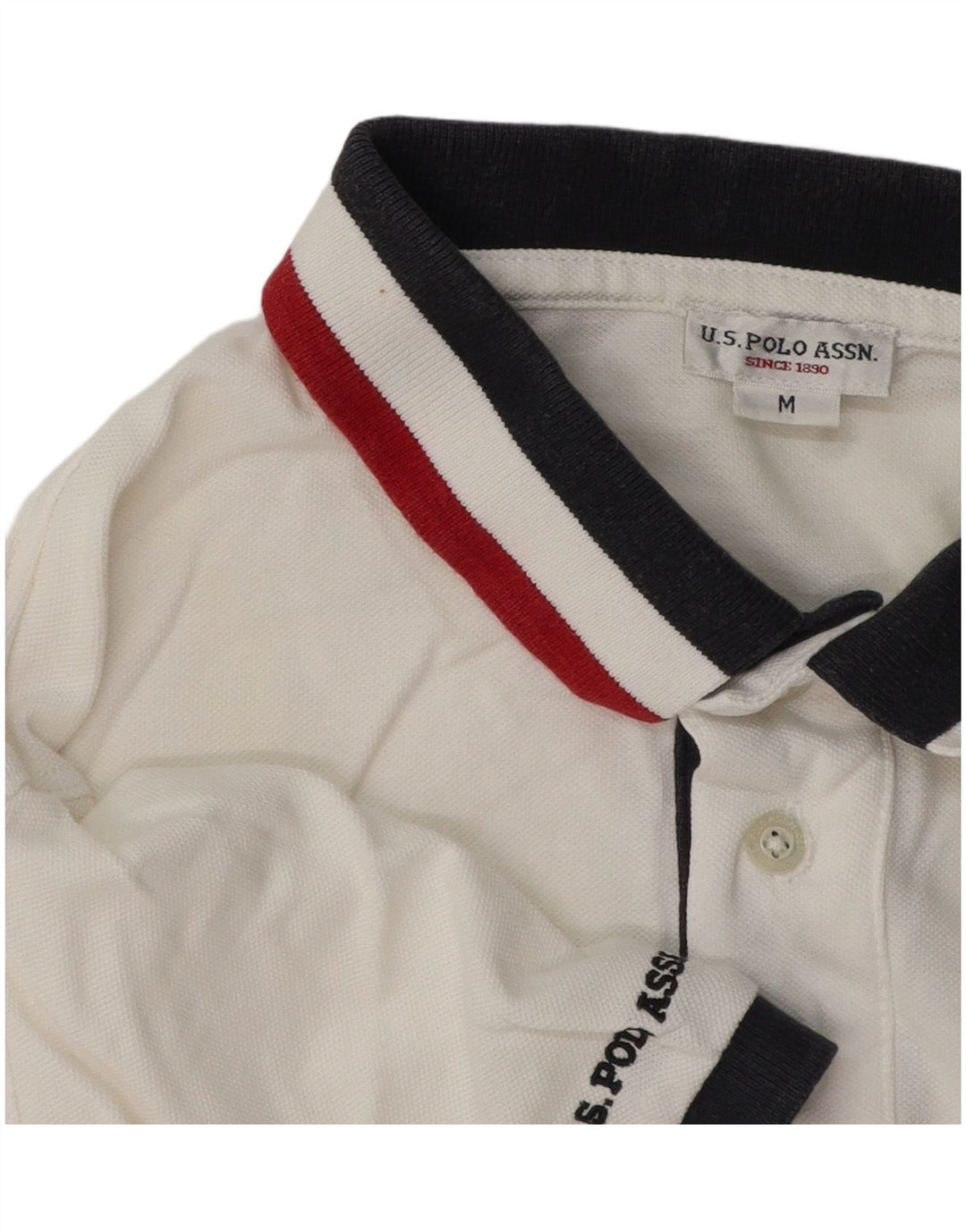 U.S. POLO ASSN. Mens Graphic Polo Shirt Medium White Colourblock