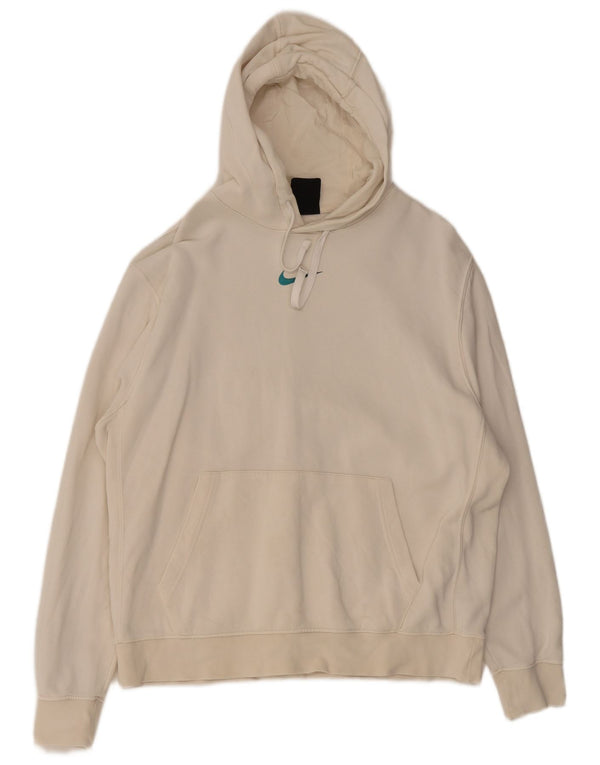 Nike Mens Graphic Standard Fit Hoodie Jumper Large Off White Cotton