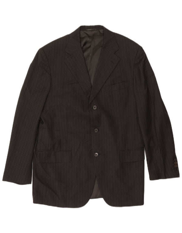 Burberry Mens 3 Button Blazer Jacket Size 50 Medium Grey Pinstripe Wool