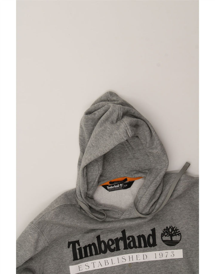 TIMBERLAND Mens Regular Fit Graphic Hoodie Jumper Small Grey Cotton Vintage Timberland and Second-Hand Timberland from Messina Hembry 