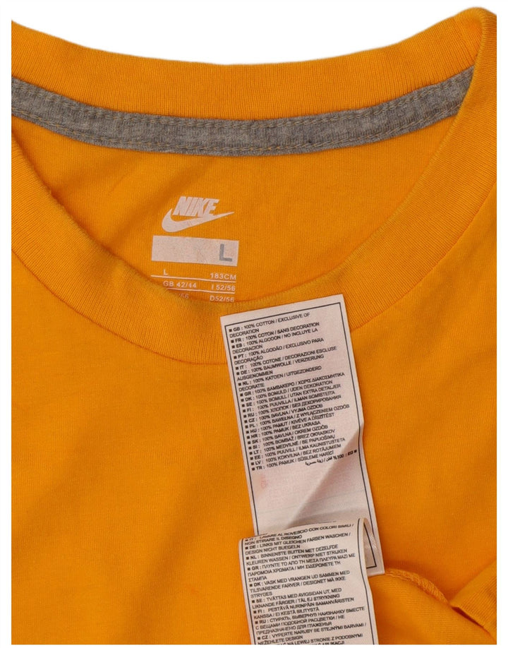 Nike Mens T-Shirt Top UK 42/44 Large Orange Cotton