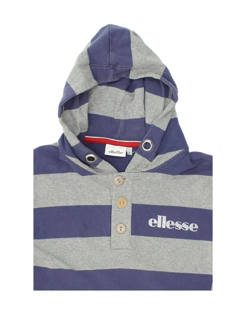 ELLESSE Womens Hoodie Jumper UK 10 Small Grey Striped Cotton | Vintage Ellesse | Thrift | Second-Hand Ellesse | Used Clothing | Messina Hembry 