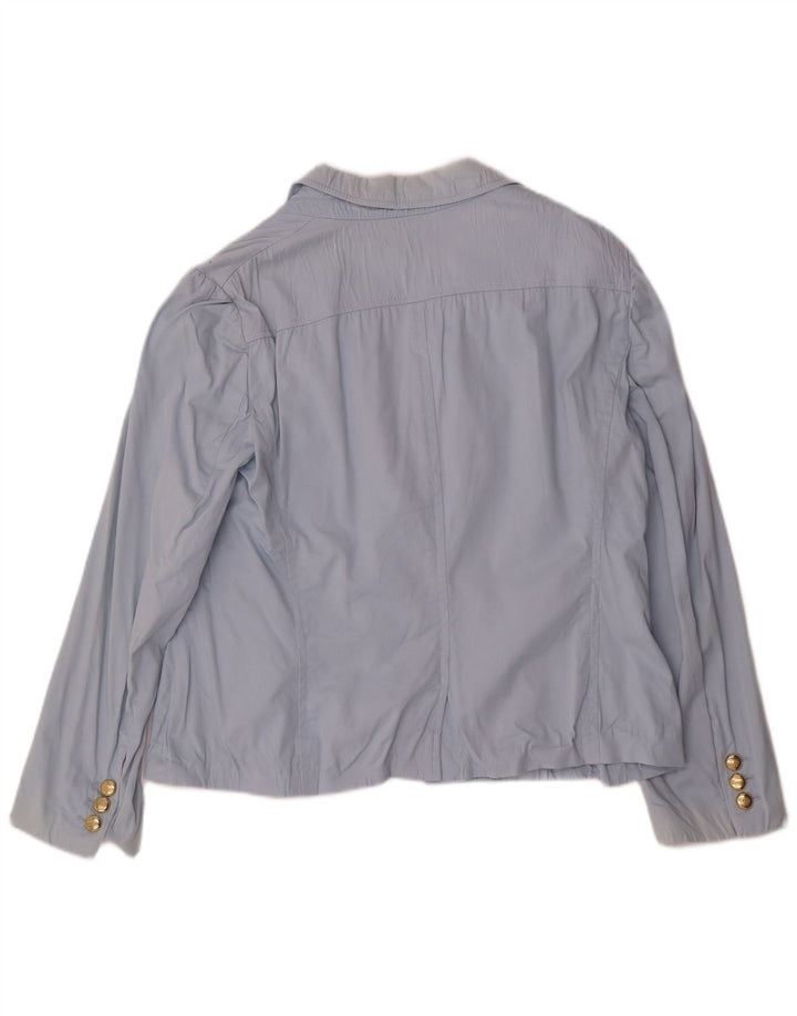 Luisa Spagnoli Womens 3 Button Blazer Jacket IT 48 XL Blue Cotton