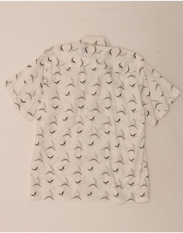 MARK ASTOR Mens Abstract Pattern Short Sleeve Shirt Large White Vintage Mark Astor and Second-Hand Mark Astor from Messina Hembry 