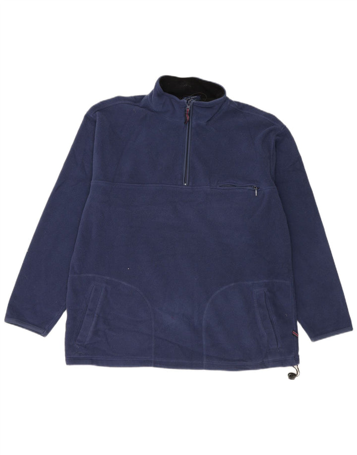 Marks & Spencer Mens Blue Harbour Zip Neck Fleece Jumper Medium Navy Blue