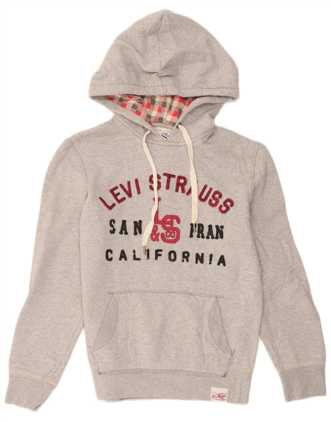 Levi's Mens Graphic Hoodie Jumper Small Grey Cotton
