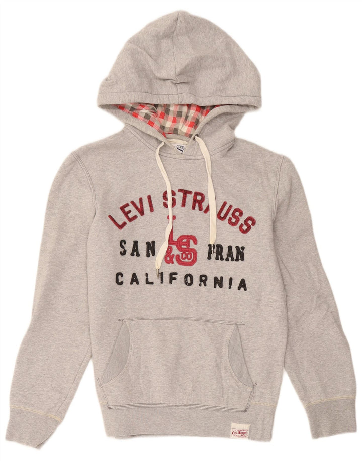 Levi's Mens Graphic Hoodie Jumper Small Grey Cotton
