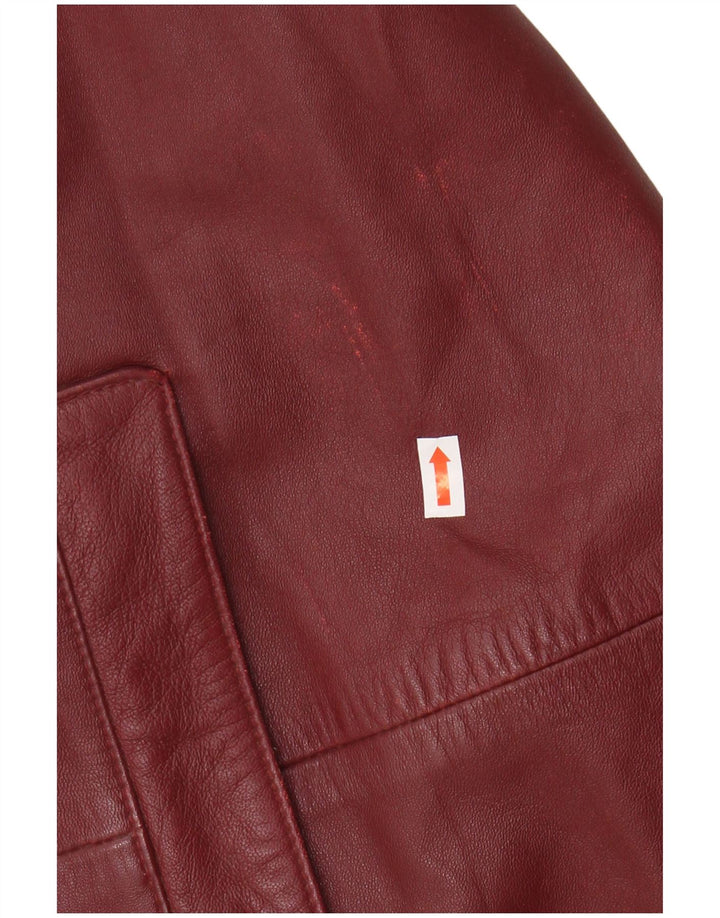 Barisal Womens Oversized Leather Coat EU 48 2XL Maroon Leather