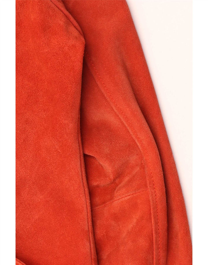 Topshop Womens Suede Biker Jacket UK 16 Large Pink Leather