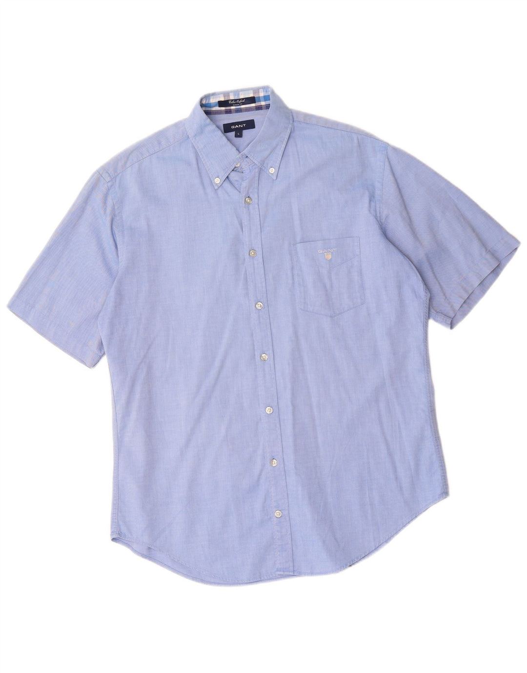 Gant Mens Casual Fit Short Sleeve Shirt Large Blue Cotton