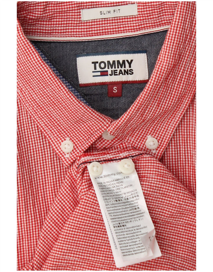 TOMMY HILFIGER Mens Slim Fit Shirt Small Red Striped Cotton