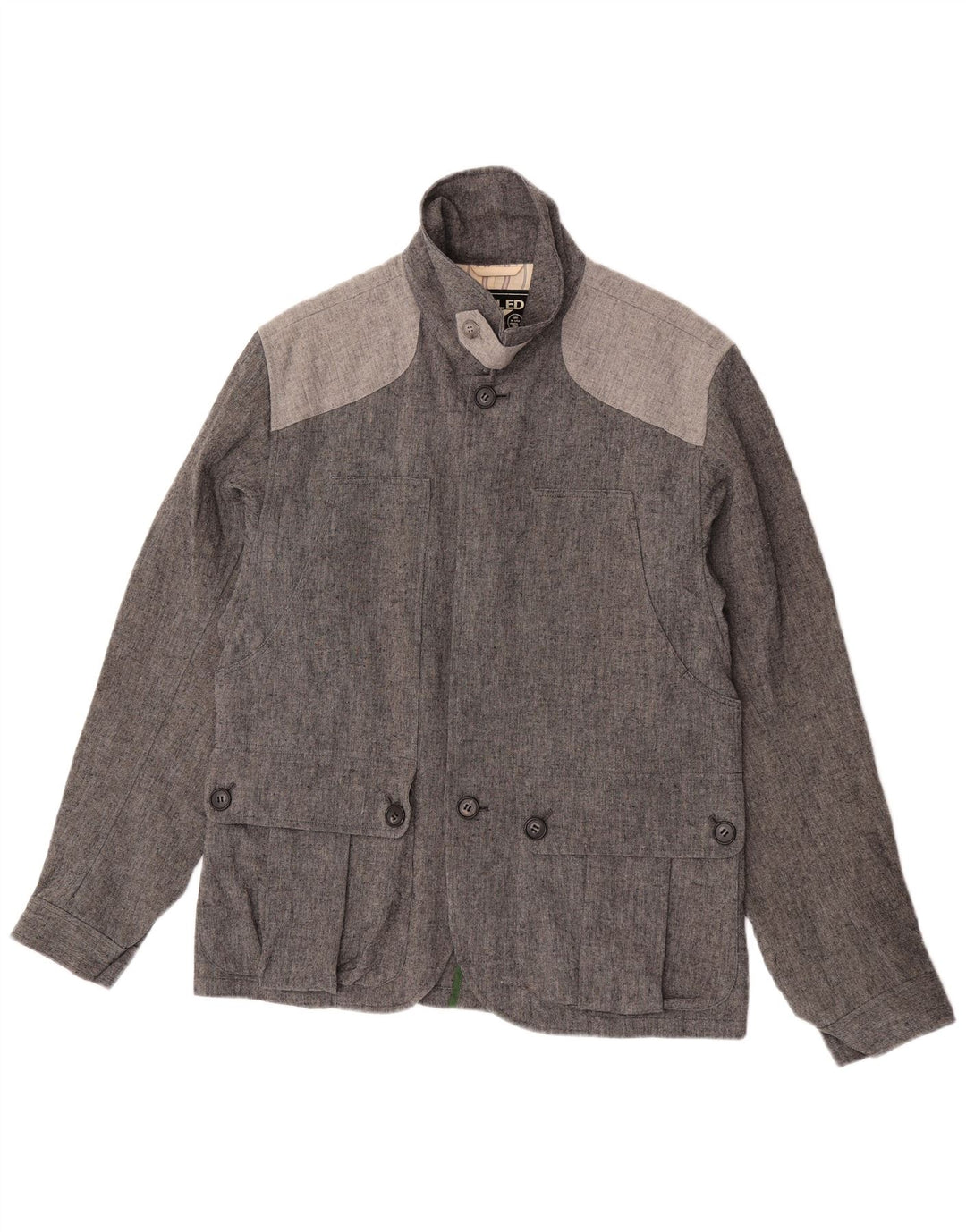Vintage Mens Utility Jacket UK 40 Large Grey Colourblock Linen