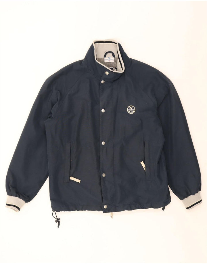 North Sails Mens Bomber Jacket UK 38 Medium Navy Blue Colourblock Cotton